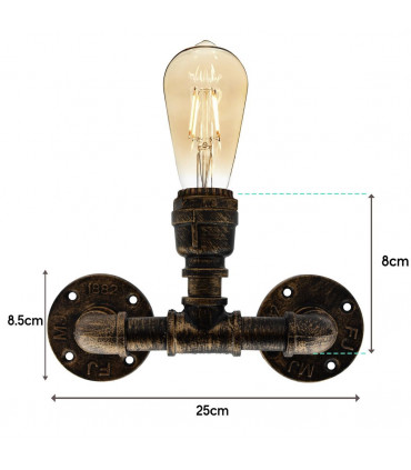 Brushed Copper Vintage Industrial Light Holder E27 60W Dimmable NonDimmable Bulb