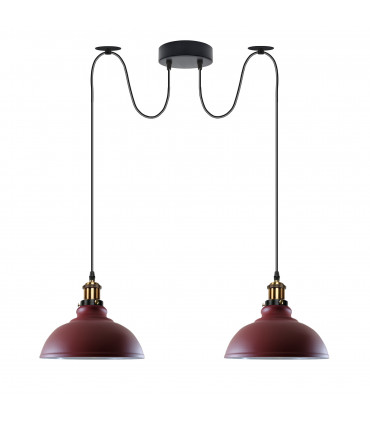 Ceiling Pendant Light Metal Burgundy 29cm Vintage 2 Way Industrial Style E27