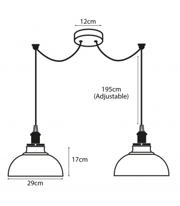 Ceiling Pendant Light Metal Burgundy 29cm Vintage 2 Way Industrial Style E27