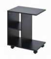 End Table Storage Unit w/ 2 Shelves 4 Wheels Home Office Black 58H x 45L x 35Wcm