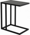 C Shape Side Table Marble-Effect Top Metal Frame Black 51.5H x 45L x 30Wcm