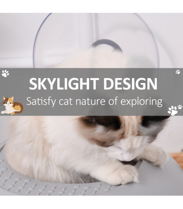 Cat Litter Box Pet Toilet With Litter Scoop Enclosed Drawer Skylight Grey