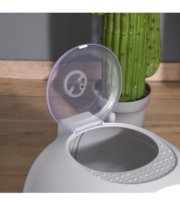 Cat Litter Box Pet Toilet With Litter Scoop Enclosed Drawer Skylight Grey