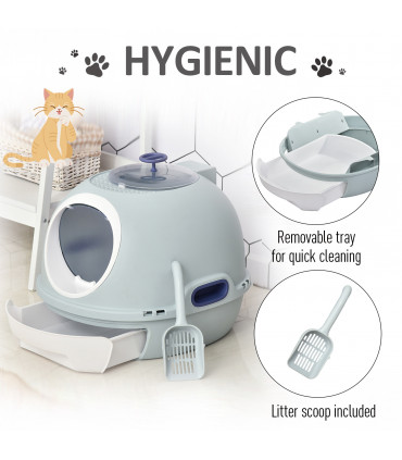 Cat Litter Box Pet Toilet With Scoop Enclosed Drawer Skylight Easy To Clean