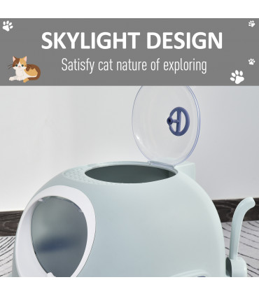 Cat Litter Box Pet Toilet With Scoop Enclosed Drawer Skylight Easy To Clean