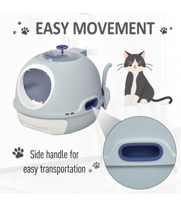 Cat Litter Box Pet Toilet With Scoop Enclosed Drawer Skylight Easy To Clean