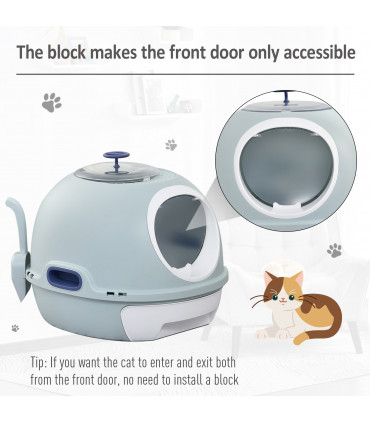 Cat Litter Box Pet Toilet With Scoop Enclosed Drawer Skylight Easy To Clean