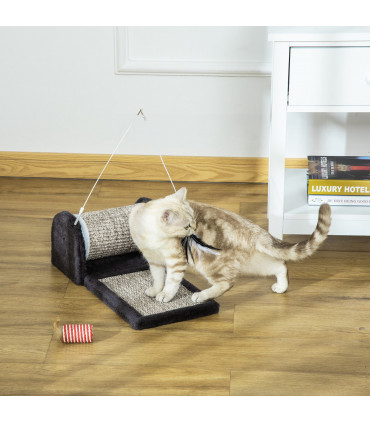 Cat Scratcher Sisal Scratching Pad Mat Board Kitten Toy w/ Roller Feather Teaser