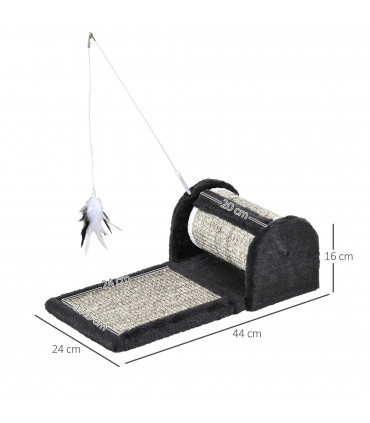 Cat Scratcher Sisal Scratching Pad Mat Board Kitten Toy w/ Roller Feather Teaser