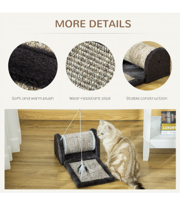 Cat Scratcher Sisal Scratching Pad Mat Board Kitten Toy w/ Roller Feather Teaser