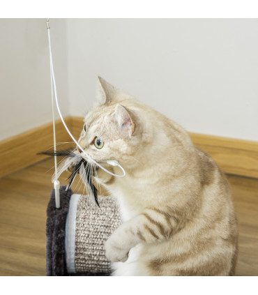 Cat Scratcher Sisal Scratching Pad Mat Board Kitten Toy w/ Roller Feather Teaser