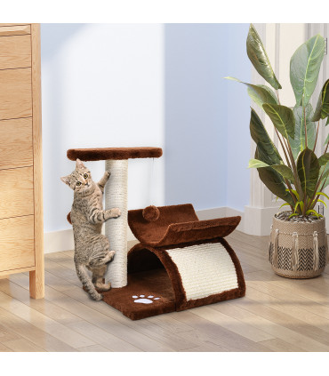 Cat Tree Plush Scratcher Kitty Activity Play Center Top Bar Tunnel Dangling Ball