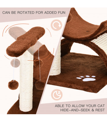Cat Tree Plush Scratcher Kitty Activity Play Center Top Bar Tunnel Dangling Ball