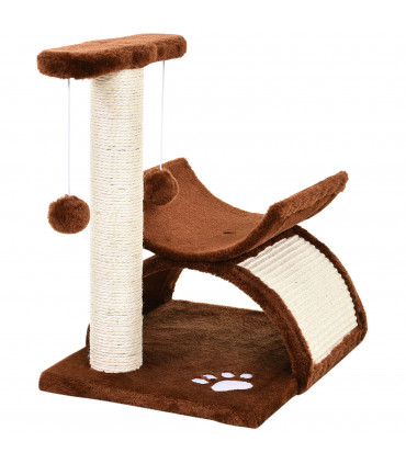 Cat Tree Plush Scratcher Kitty Activity Play Center Top Bar Tunnel Dangling Ball