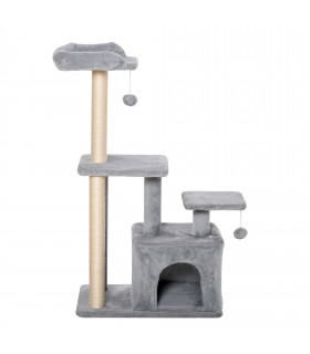 Cat Tree Tower Light Grey 60L x 40W x 114H cm Sisal Hanging Ball Condo Plush