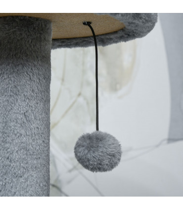 Cat Tree Tower Activity Center with Hanging Ball Toy Teasing Rope Dark grey