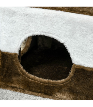 Cat Tree Brown Sisal Scratching Posts House Perches Toy Mouse Soft Plush Fabric