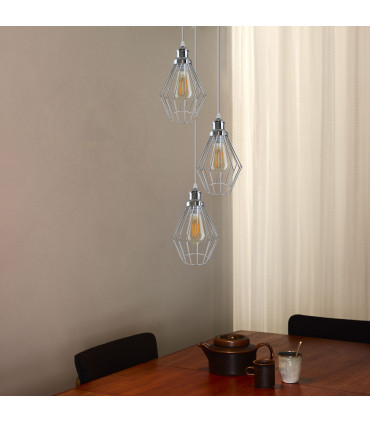 Ceiling Pendant Lights Chrome 20cm x 20cm Metal Vintage/Retro Shade Diamond