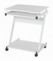 Metal Computer Desk with 4 Moving Wheels Sliding Keyboard Tray White
