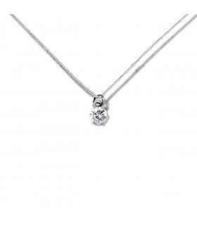 Necklace 6mm Silver Cubic Zirconia Charm Sterling Silver 16" or 18" Length