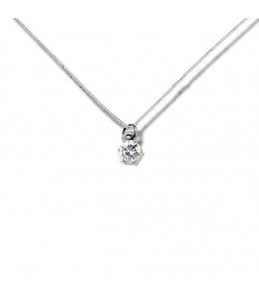 Necklace 6mm Silver Cubic Zirconia Charm Sterling Silver 16" or 18" Length