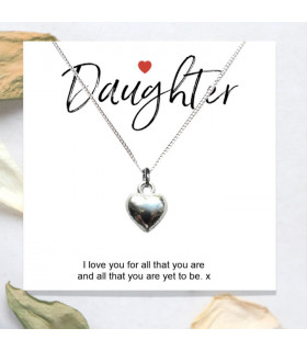 Necklace Daughter Message Card Heart Silver 16 inches (40.5cm) Sterling Silver