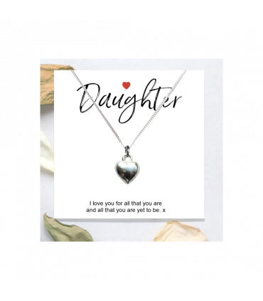 Necklace Daughter Message Card Heart Silver 16 inches (40.5cm) Sterling Silver