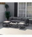 Outdoor Daybed 6 Piece Sectional Sofa Set, Grey, 69cm x 65cm x 63cm, Aluminium
