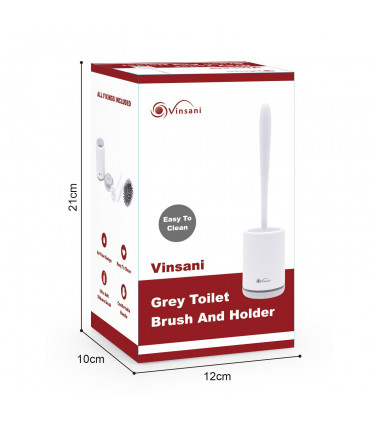 Rubber Grey Deep Cleaner Toilet Brush with Quick Drying Holder Set - 1 Pack