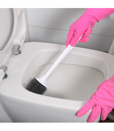 Rubber Grey Deep Cleaner Toilet Brush with Quick Drying Holder Set - 1 Pack