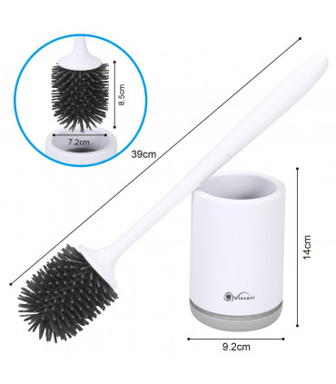 Rubber Grey Deep Cleaner Toilet Brush with Quick Drying Holder Set - 1 Pack