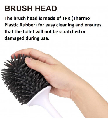 Rubber Grey Deep Cleaner Toilet Brush with Quick Drying Holder Set - 1 Pack