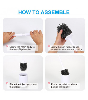 Rubber Grey Deep Cleaner Toilet Brush with Quick Drying Holder Set - 1 Pack
