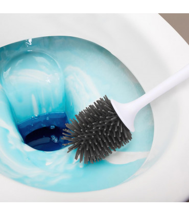 Deep Cleaner Rubber Toilet Brush with Quick Drying Holder Set - Black - 1 Pack