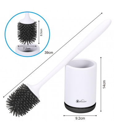 Deep Cleaner Rubber Toilet Brush with Quick Drying Holder Set - Black - 1 Pack