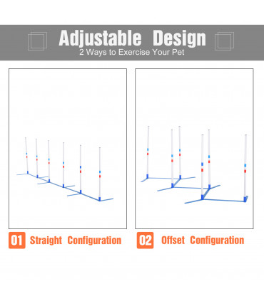 Dog Weave Pole Set Agility Starter Kit Pet Outdoor Exercise Training Set