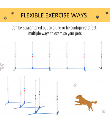 Dog Weave Pole Set Agility Starter Kit Pet Outdoor Exercise Training Set