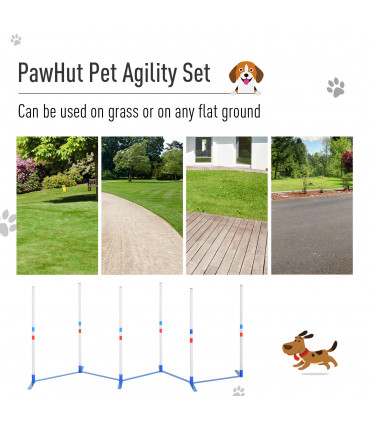 Dog Weave Pole Set Agility Starter Kit Pet Outdoor Exercise Training Set