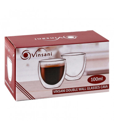 Double Wall Glasses Borosilicate glass Transparent design Hot Cold Drinks 2 pcs