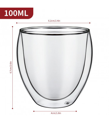 Double Wall Glasses Borosilicate glass Transparent design Hot Cold Drinks 2 pcs
