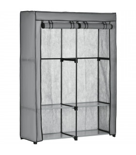 Fabric Wardrobe Light Grey 170H x 118W x 49Dcm Portable Fabric Cabinet 4 Shelves