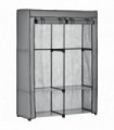 Fabric Wardrobe Light Grey 170H x 118W x 49Dcm Portable Fabric Cabinet 4 Shelves