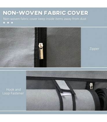 Fabric Wardrobe Light Grey 170H x 118W x 49Dcm Portable Fabric Cabinet 4 Shelves