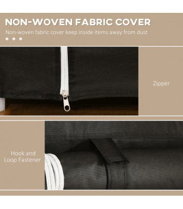 Fabric Wardrobe Portable Wardrobe with 10 Shelves 1 Hanging Rail Black