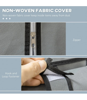 Fabric Wardrobe Portable Wardrobe with 6 Shelves 1 Hanging Rail Light Grey