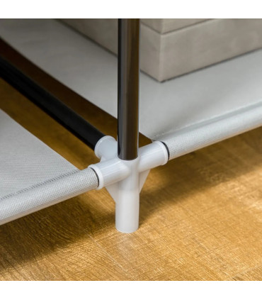 Fabric Wardrobe Portable Wardrobe with 6 Shelves 1 Hanging Rail Light Grey