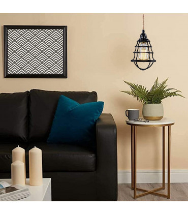 Pendant Lamp Black Metal + Fabric 20x20x30cm 1kg E27 Fitting Home Lighting