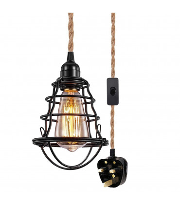 Pendant Lamp Black Metal + Fabric 20x20x30cm 1kg E27 Fitting Home Lighting