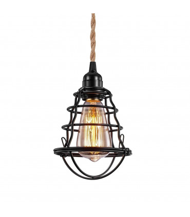 Pendant Lamp Black Metal + Fabric 20x20x30cm 1kg E27 Fitting Home Lighting