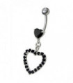 Fancy  Jeweled Heart Dangling Navel body Jewelry